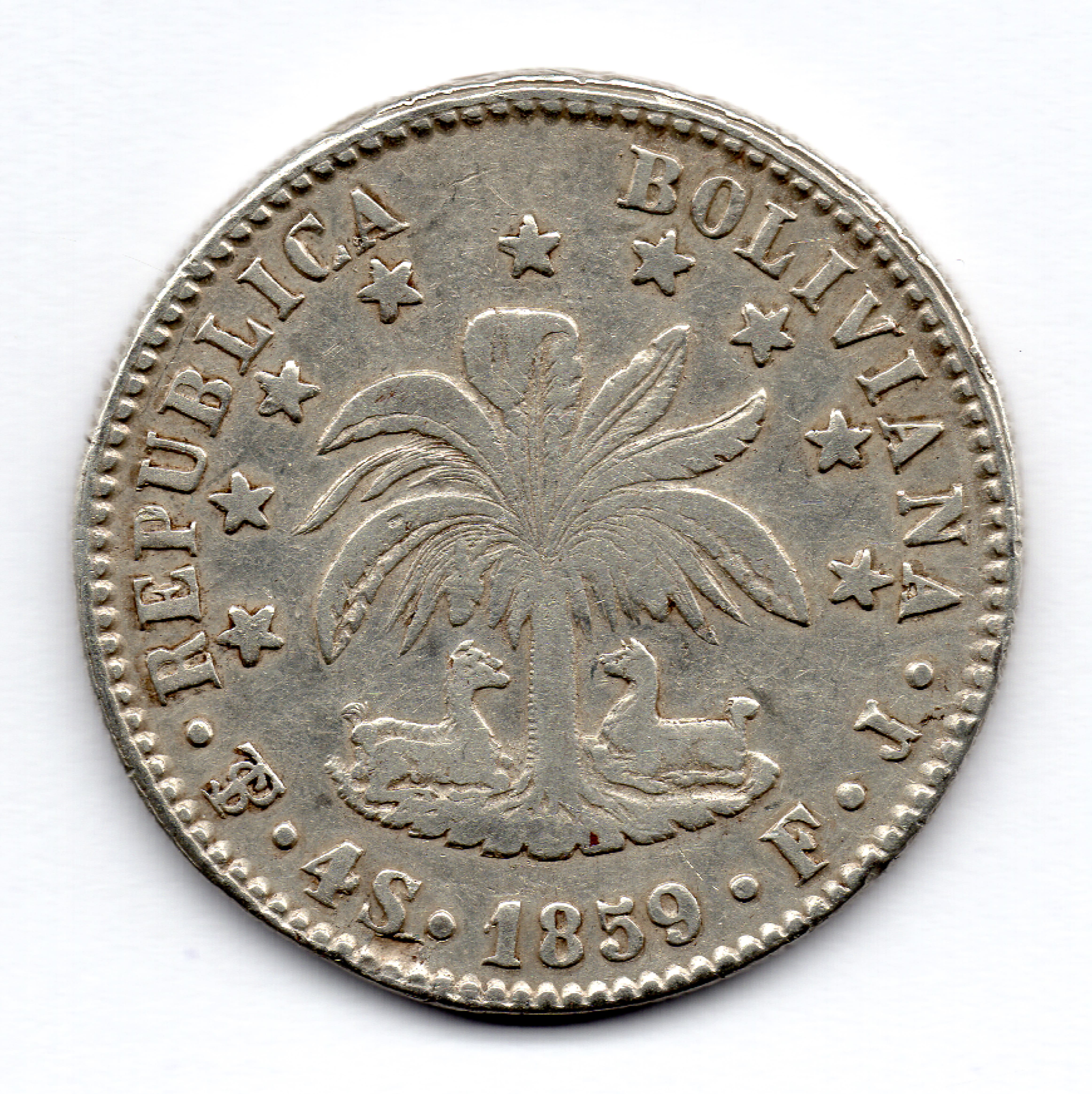 4 Soles 1859 FJ [Con error de 4 alpacas]