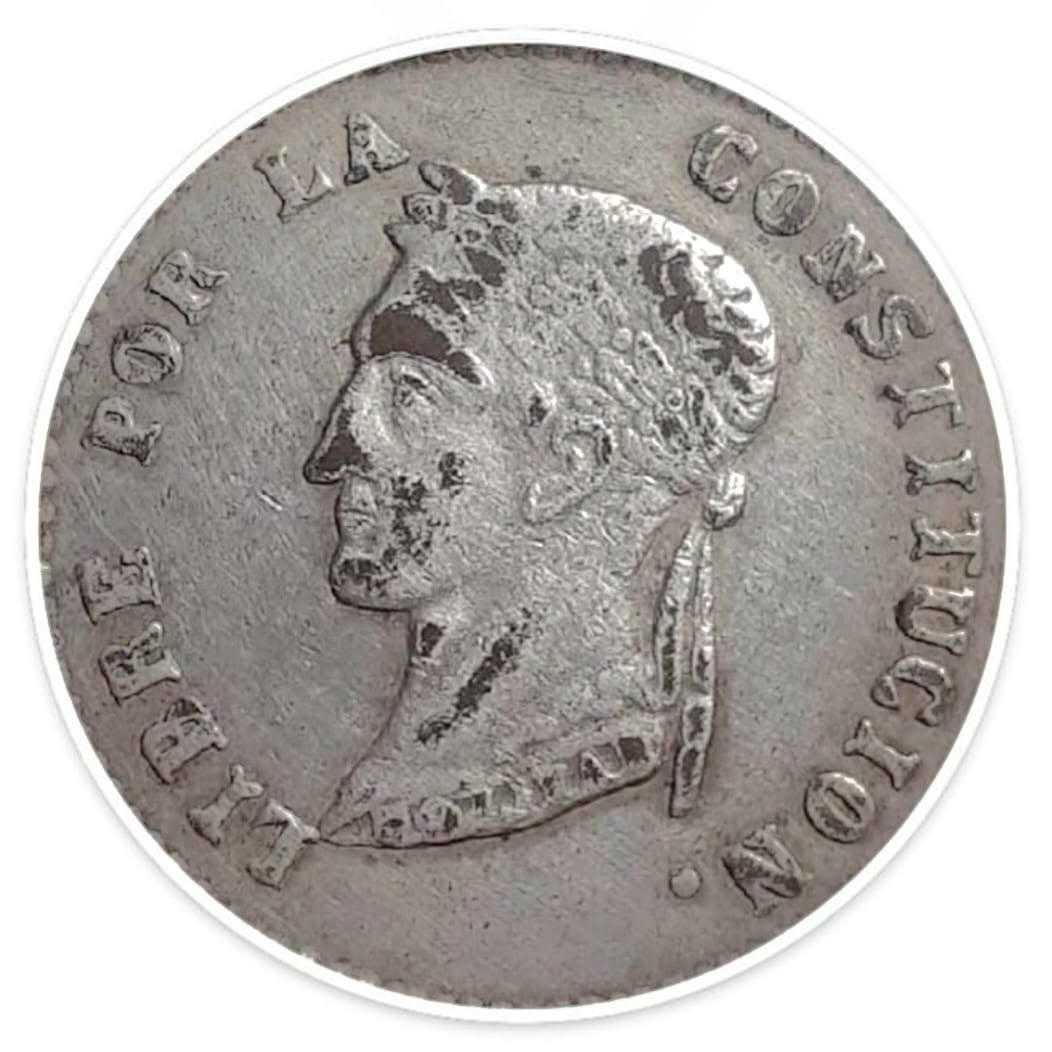 TRIAL STRIKE MUY RARO ACUÑADO EN WHITE METAL, 4 SOLES DE 1858 F. J.